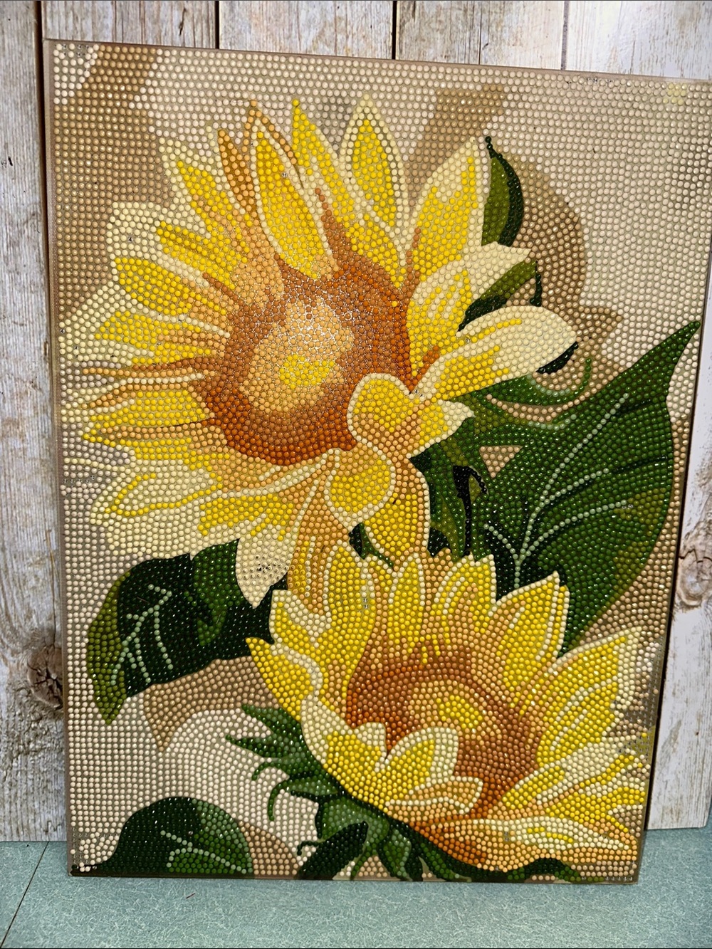 Sunflower Beaded Mosaic Wall Art - Yellow & Green Home Decor Wall Art
